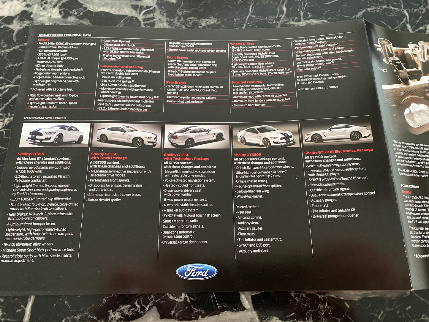 2016 Ford Mustang Shelby GT 350/GT 350R Dealer Brochure